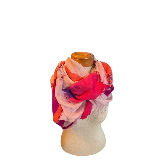 Merona Infinity Scarf One Size Polyester Orange Pink Purple Abstract Pattern NWT - Picture 1 of 8
